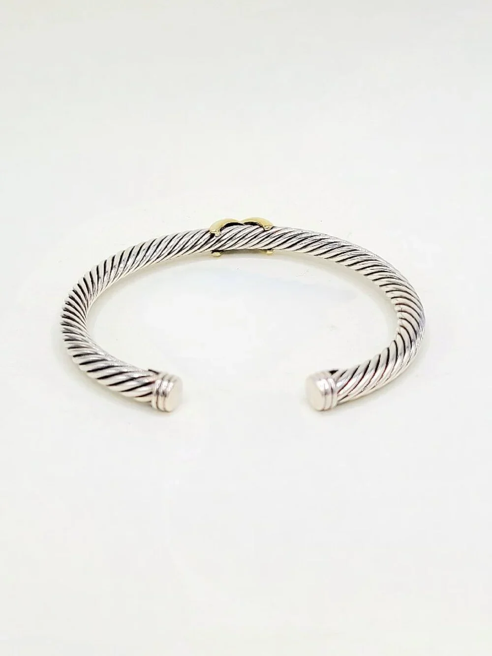 David Yurman X Classic Cable Station Bracelet w/ 14K Yellow Gold - 5mm - Sz Med